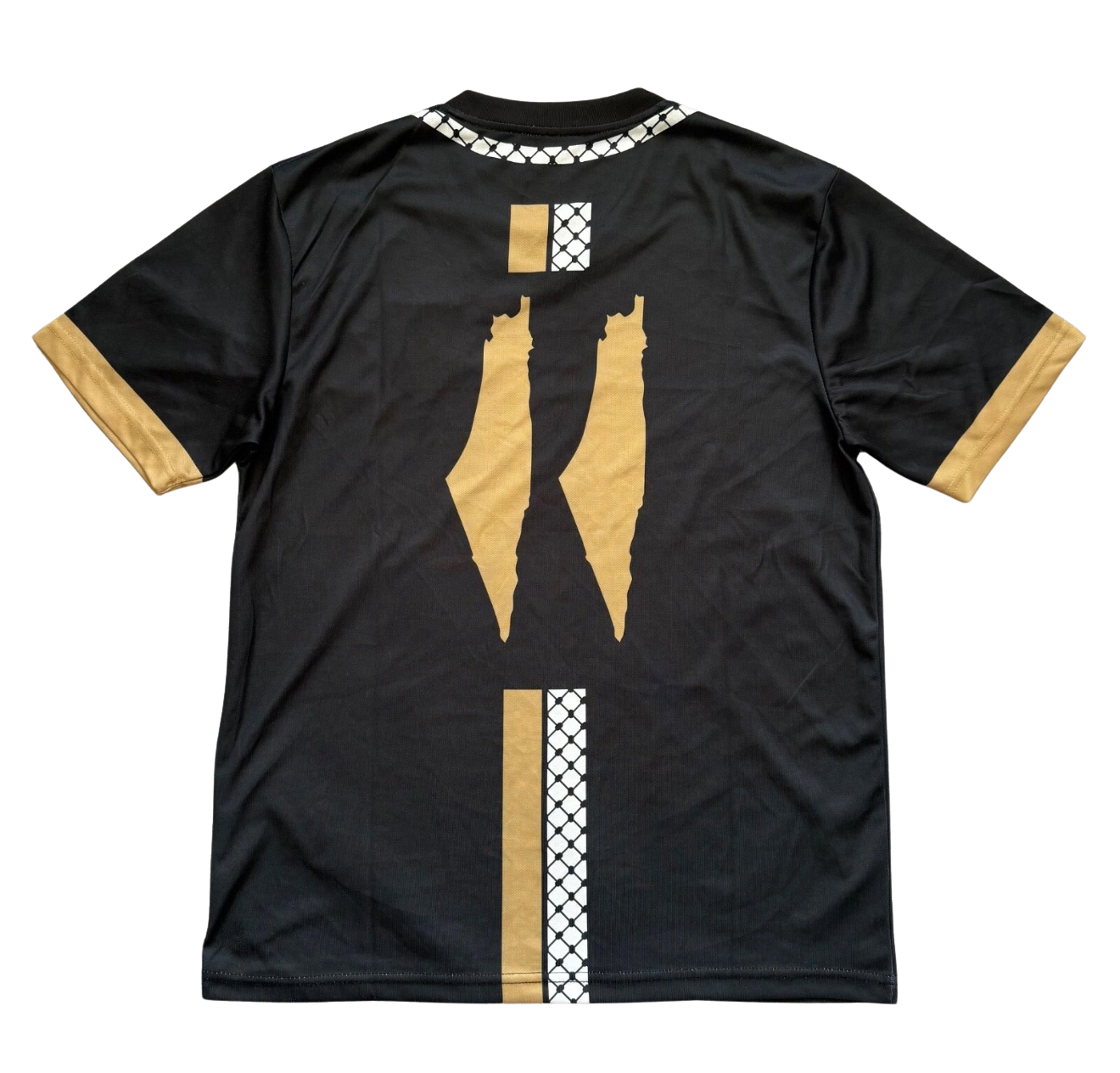 Camiseta Palestina Fc Dorada y Negra con Mapa 11