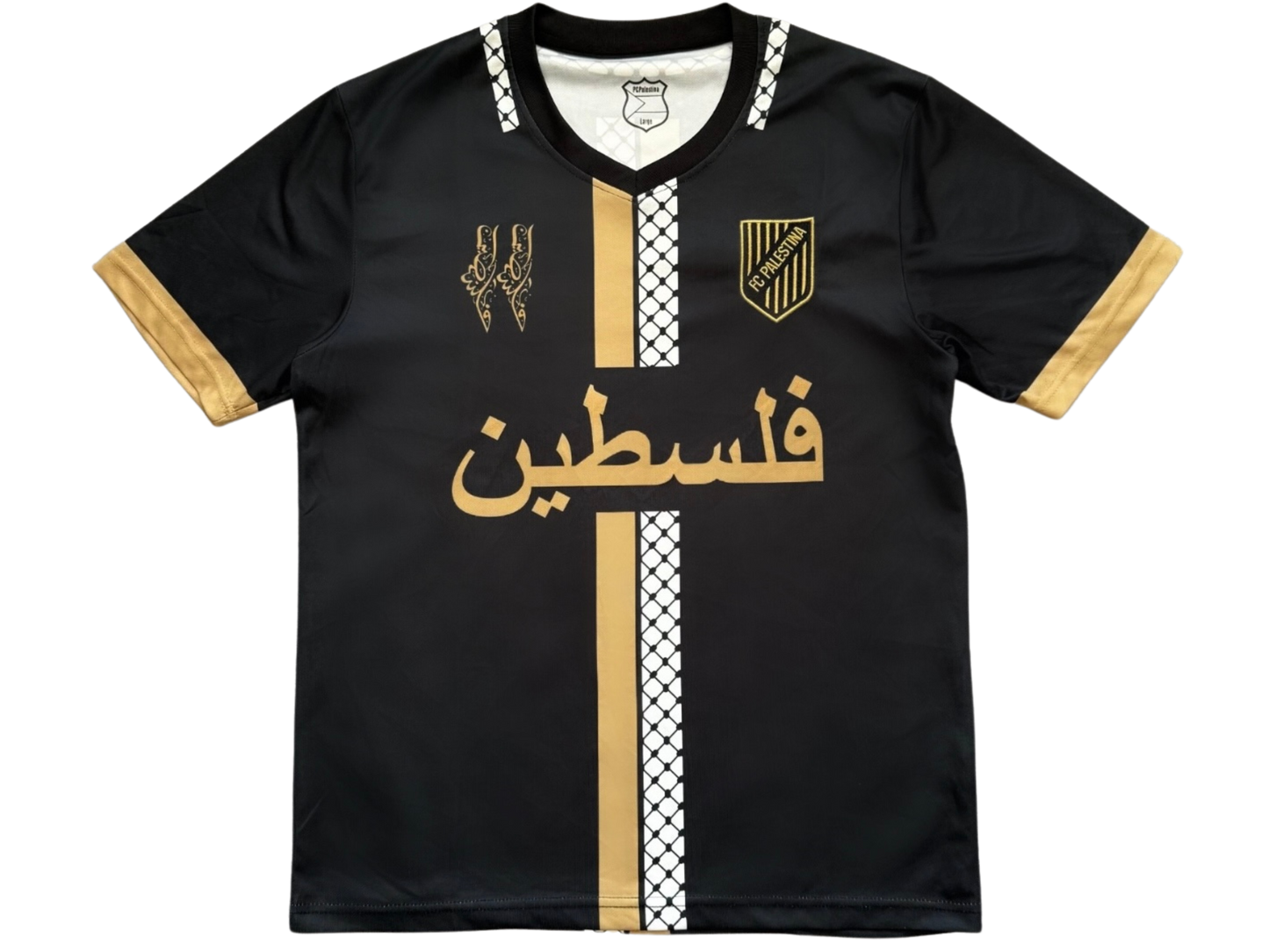 Camiseta Palestina Fc Dorada y Negra con Mapa 11