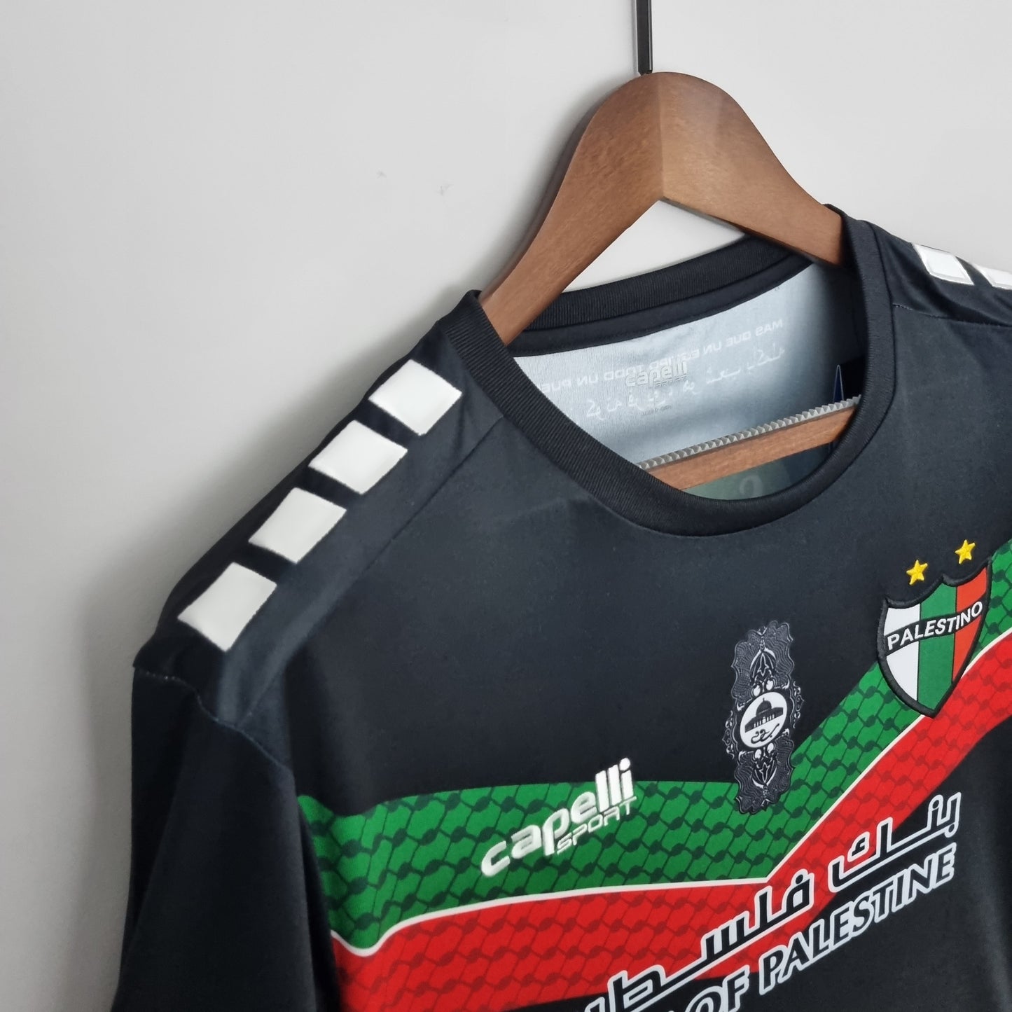 Camiseta Palestino negra visitante fútbol chile 2020 2021 2022 2023 2024 2025 Capelli Sport