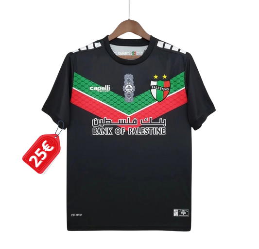 Camiseta Palestino negra visitante fútbol chile 2020 2021 2022 2023 2024 2025 Capelli Sport